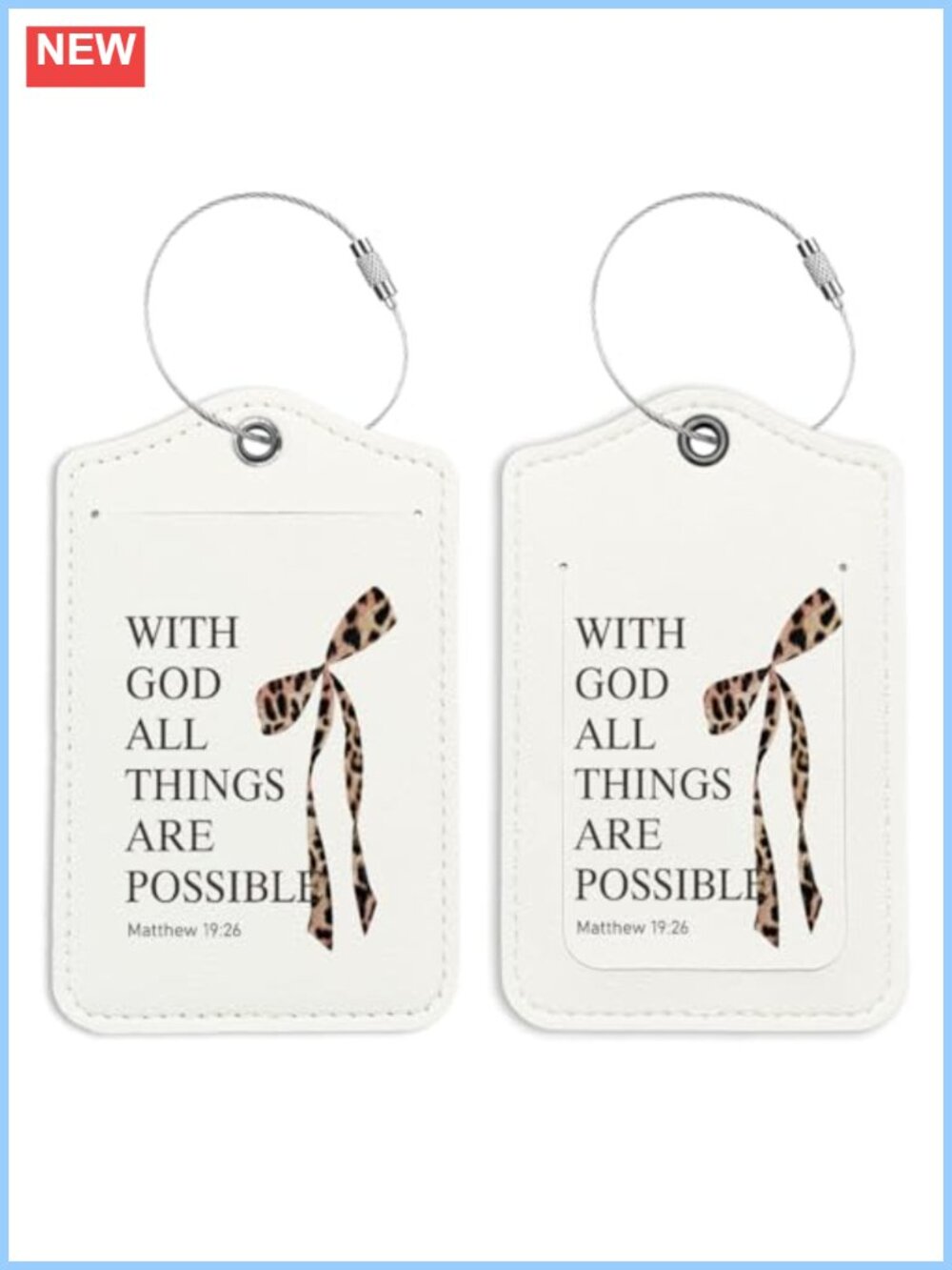 PU Leather Luggage Tags Set of 2 Travel Suitcase Bag Tags